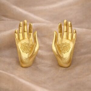 Gold Hand Hamsa Buddha Earrings